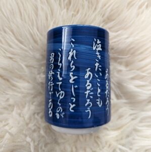 Mino ware Japanese tea mug blue